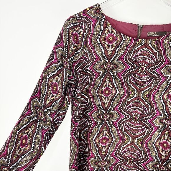 Prana Shift Dress Womens Medium Multi Color Floral Paisley Retro Long Sleeve - Picture 3 of 11